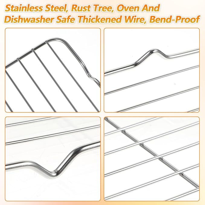 Small Cooling Rack, Stainless Steel Small Wire Rack for Cooking, Heavy Duty Small Baking Rack, with 4 Legs Rectangle Wire Cooking Racks for Meat, 5.3 X 8.46Inch