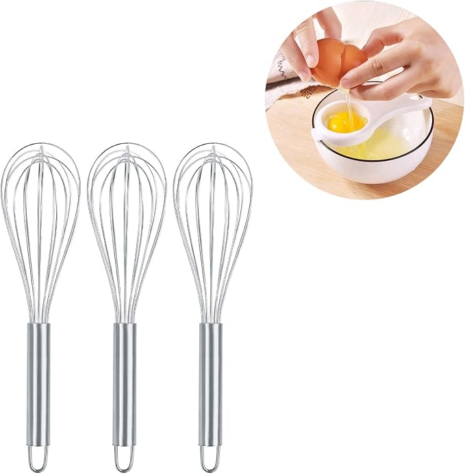 Stainless Steel Wire Whisk Set – 3 Pack, 10 Inch Balloon Whisk