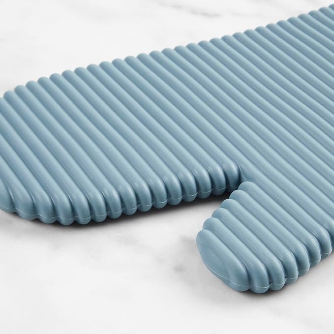 KITCHENAID Ribbed Soft Silicone Oven Mitt 2-Pack Set, 7.5"x13", Fog Blue