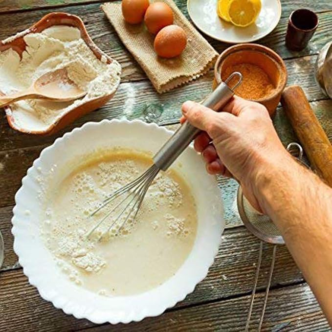 Stainless Steel Balloon Whisk Set 3 Pieces Professional Kitchen Whisks for Cooking Stainless Steel Whisk for Blending Whisking Beating and Stirring Enhanced Version Balloon Wire Whisker Egg Beater