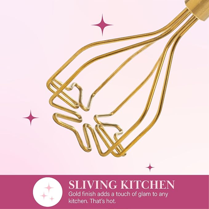 Paris Hilton Potato Masher, Durable Stainless Steel Construction with Heart-Shaped Wire Design, Dishwasher Safe, Pink