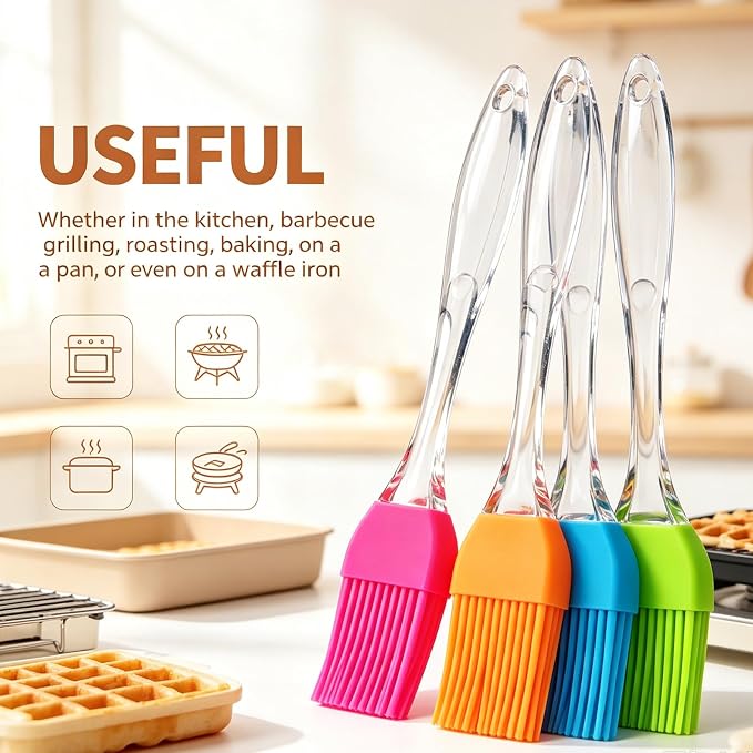 Pastry Brush,4 Packs Basting Brush for Cooking | Heat Resistant Silicone Brush for Kitchen BBQ Grill Barbecue Baking