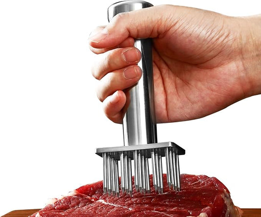 304 Stainless Steel Meat Tenderizer Tool with 18 Sharp Needles, Solid Needle Meat Tenderizer One-Piece Design, BBQ Marinade Gadgets for Steak, Beef, Chicken, Pork, Dishwasher Safe