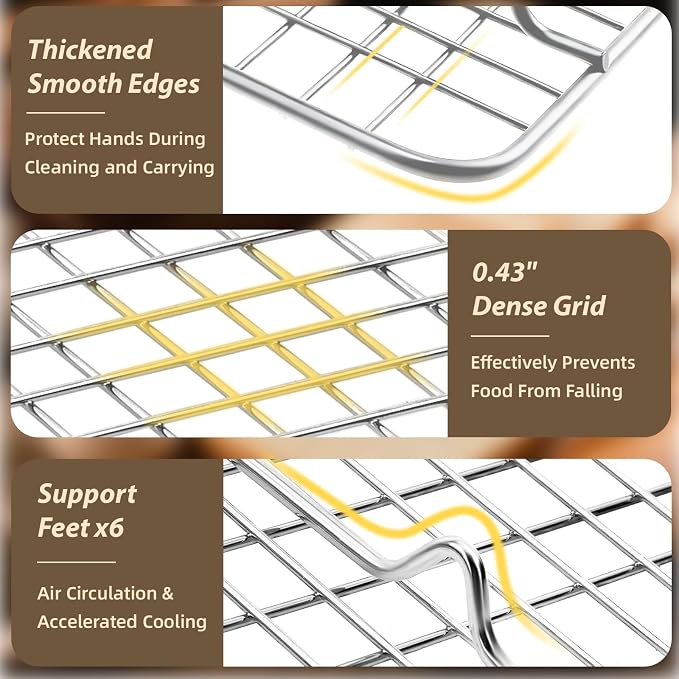 Pleafind 3 PCS Silver Stackable Cooling Rack -16 x 10 Inch Wire Rack, Heavy Duty Stainless Steel Baking Racks, Cooling Racks for Cooking and Baking Cookie Pizza Cake, Oven and Dishwasher Safe