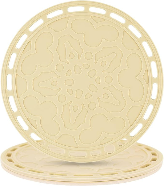 Beige Silicone Trivets Mats Big Round Silicone Pot Holder Hot Pads and Trivets for Hot Dishes and Hot Pots, Hot Mats for Countertops, Tables, Spoon Rest Small Place Mats Set of 3