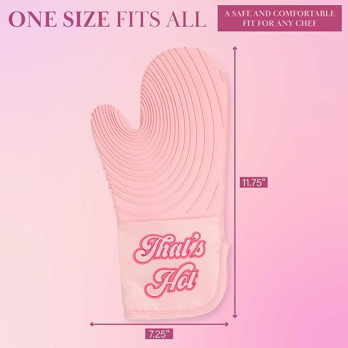 Paris Hilton Oven Mitt Set with Iconic That's HOT Design,Heat Resistant Pot Holders Featuring Non-Slip Textured Silicone Grips,2-Piece Set,Pink,(Pack of 12)