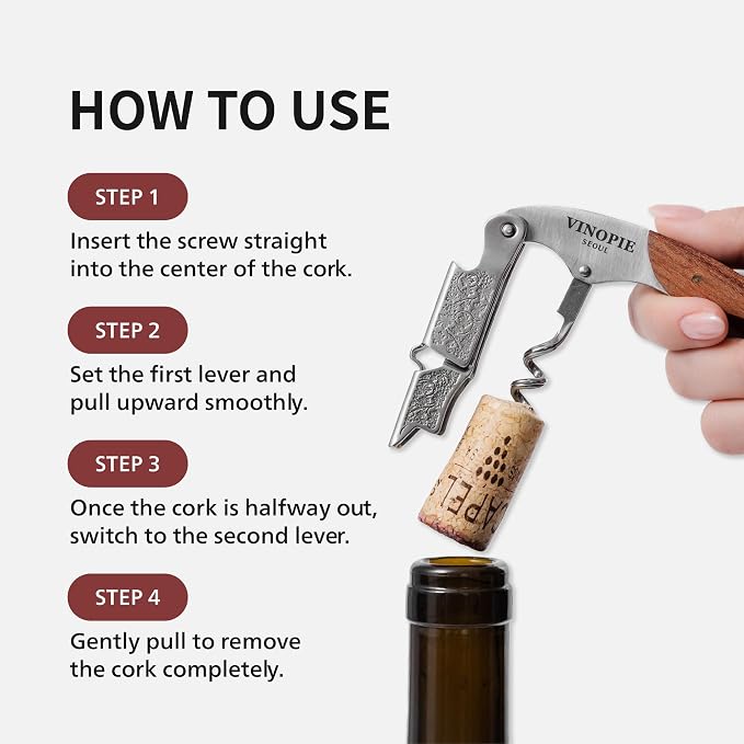 Grape Stem Design Stainless Steel Corkscrew and Foil Cutter - Wine Key Sommelier Knife