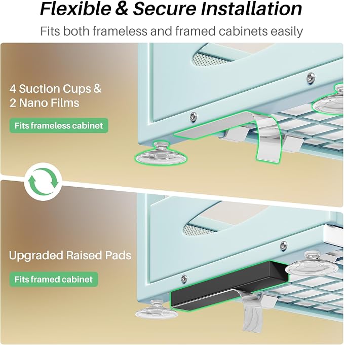 Under Sink Organizer, 1-Pack Pull Out Cabinet Organizer 2 Tier Metal Slide Out Storage Shelf Rack, L-Shaped Adjustable Height,Mesh Sliding Drawer for Kitchen, Bathroom, Laundry, Pantry, Blue, XL