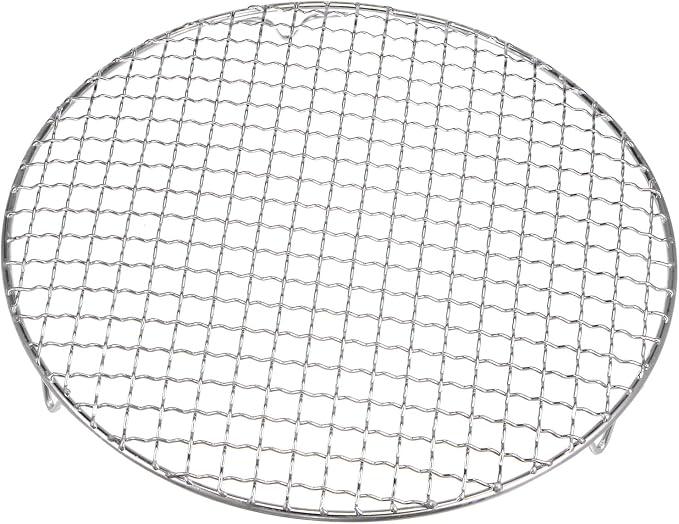 HARFINGTON Round Cooking Rack 11-inch 201 Stainless Steel Cross Wire Barbecue Grill Net with 20mm Legs for Cooking Baking Steaming BBQ