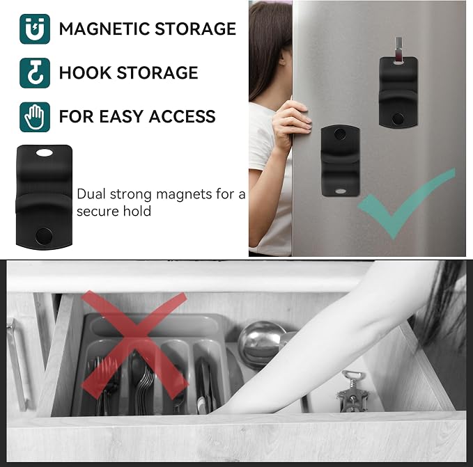 2 Pack Canning Jar Opener with Magnets, Mason Jar Opener For Canning Lids, Regular and Wide Mouth Lids, Powerful Magnet for Easy Refrigerator Storage, Releases Vacuum Seal– Patent Pending(Black)