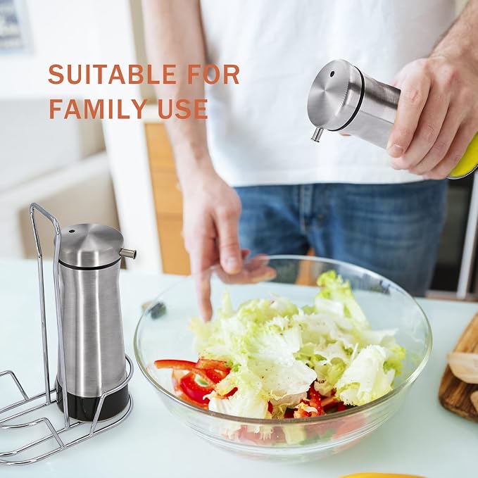 Aelga Oil And Vinegar Dispenser Set with Caddy - 2 Pack Oil Dispenser Bottle for Kitchen with No-Drip - Kitchen Decor and Accessories for Home Restaurants Weddings