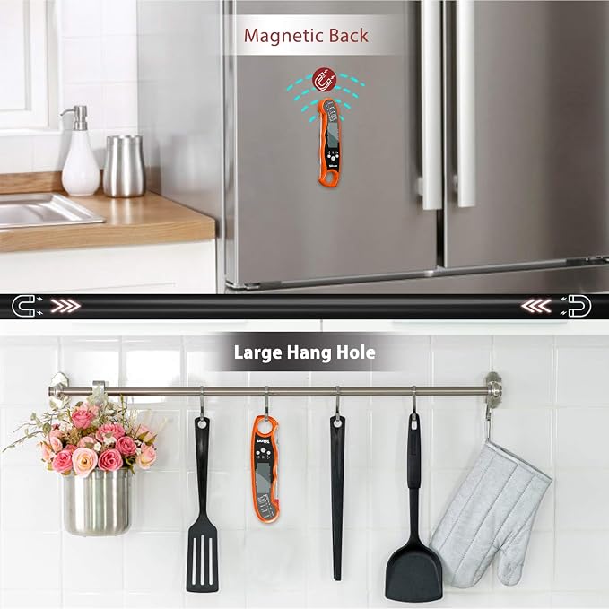 Yepexwo Meat Thermometer for Cooking Instant Read Grilling Digital Thermometer with Dual Probe/Backlight/Storage Bag/Alarm Function for Cooking BBQ