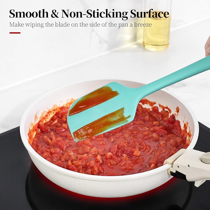 600ºF Heat Resistant Large Silicone Spatula for Baking, Aqua Sky | 11.34in High Heat Food Safe Flexible Kitchen Silicone Scraper for Cooking Mixing Scraping Stirring Nonstick Cookware Pan Bowl