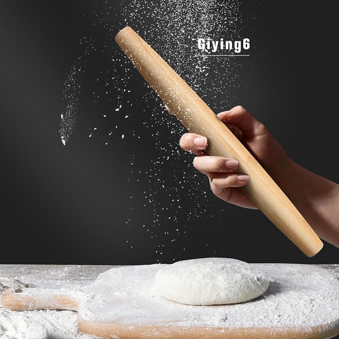 Classic Wood Rolling Pin, Wooden Roll Pin, Natural Wooden Roller with No Dents or Gaps for Baking Pizza Dough, Pie, Cookie and Pastry, 13Inch