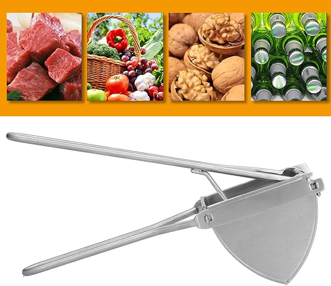 Potato Ricer, Stainless Steel Potato Masher with Long Handle, Long Service Life, Food Strainer Press Strainer for Baby Food, Fruit, Orange, Lemon, Vegetables, Potatoes Creamy