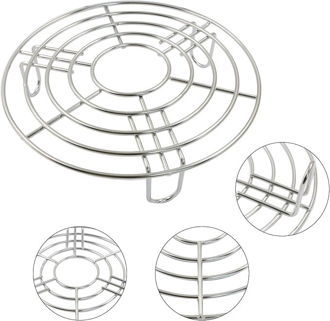 2PCS Round Cooling Racks Stainless Steel | Steamer Rack, Roasting Rack, Fits Air Fryer Stockpot Pressure Cooker, 8" and 6.89" sizes