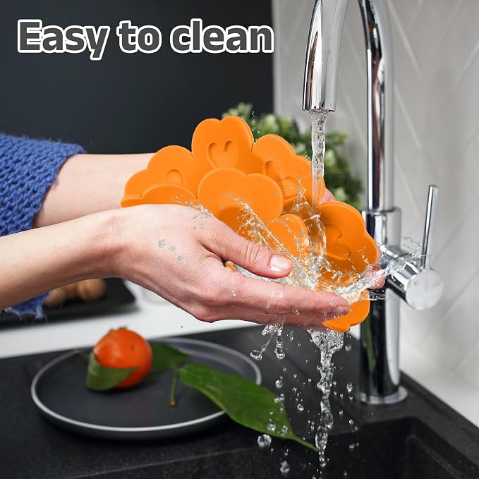 uxcell 2Pcs Silicone Trivet Mats, Flower Pattern Silicone Pad Hot Pad Pan Protectors Table Protector Heat Resistant Mat for Countertop, Hot Dishes, Hot Pots and Pans, Orange