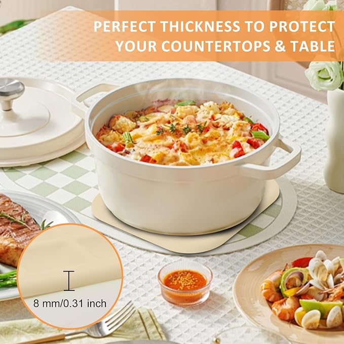 Silicone Trivets for Hot Pots and Pans, Pot Holders Hot Pads 6 Pack Silicone Mats for Kitchen Counter, Soft Durable Drying Mat, Jar Opener and Coasters (Apricot)