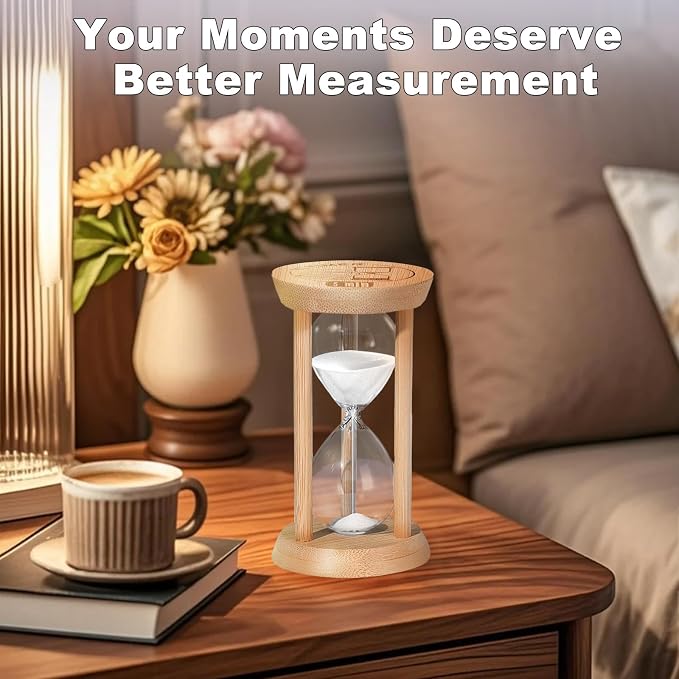 20 Minute Wooden Sand Timers, White Sand Hourglass for Decor, 20 Min Reloj De Arena Sandglass Watch for Kitchen, Office,Classroom (White)