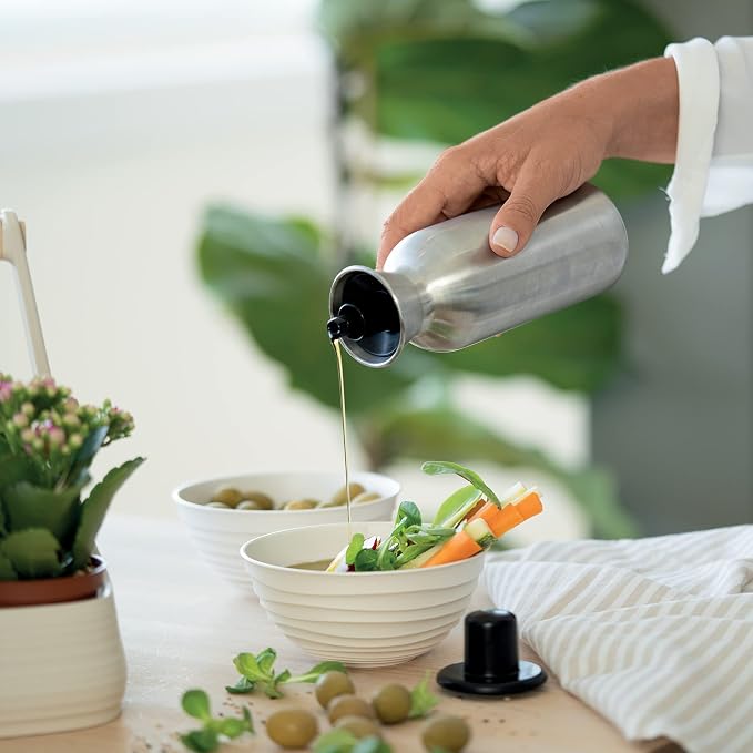 Guzzini Oil & Vinegar Bottle with Drip-Free Dispenser, 330ml Steel Prefect-Dressing Bottle