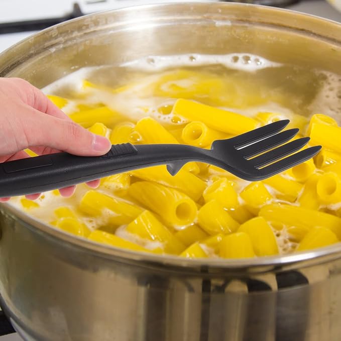 Silicone Pasta Server Fork Reusable Ergonomic Cooking Tool Large Washable Fork for Salad Mixing Non-scratch Kitchen Supply for Home Restaurant and Camping