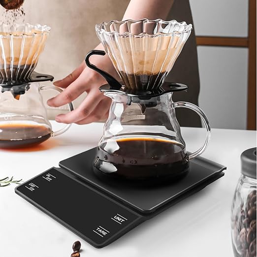NKOVE Coffee Scale with Timer, 0.1g High Precision Espresso Scale 3kg | Digital Coffee Weight Scale with Tare Function, LED Display, Battery Powered, for Pour Over Coffee and Espresso Machine