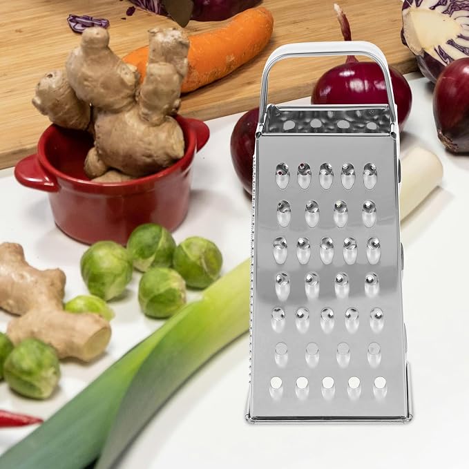 SHERCHPRY Vegetable Slicer Box Grater Cheese Graters Stainless Steel Vegetable Shredder Mandoline Slicer Nuts Kitchen Shredder Zester 8inch Cheese