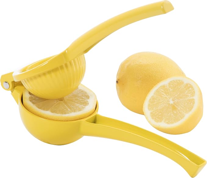 OGGI Citrus Lemon Press- Aluminum Lemon Juicer w/Non-Stick Coating, Ideal Hand Juicer, this Lemon Squeezer is a Great Addition to Your Kitchen Accessories, Yellow