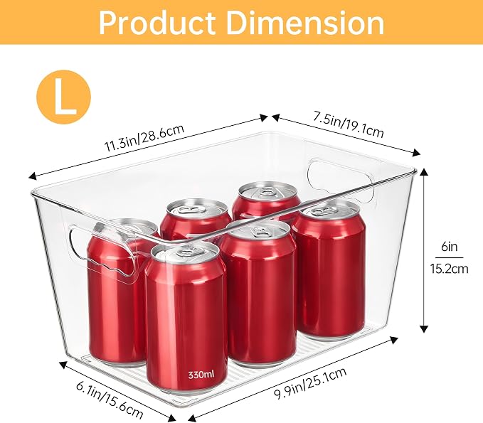 YIHONG 12 Pack Clear Storage Bins, Pantry Organizer Bins with Handle, Large | Plastic Bins, Pantry Storage Containers for Kitchen, Freezer, Cabinet, Closet, Bathroom, Under Sink Organizers and Storage