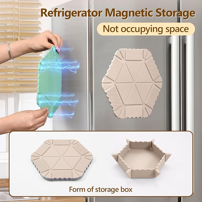 Magnetic Silicone Trivet & Pot Holder, Kitchen Heat Resistant Mat | Trivets for Hot Dishes, Hot Pots & Pans, Non-Slip Hot Pads for Countertops & Dining Table & Oven, Jar Opener & Spoon Rest