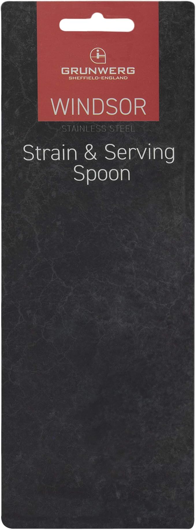 Grunwerg Windsor Carded Slotted Serving Spoon SSVGWDR/C, 18/0 Stainless Steel, Black