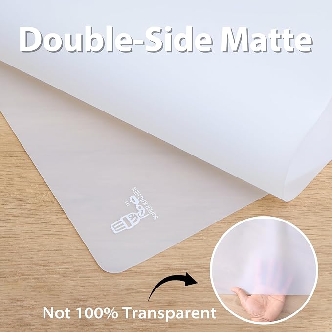 Thick Silicone Counter Mat Large 23.4x15.6" for Kitchen Countertop Crafts | Kitchen Table/Countertop Protector/Non Stick Pastry Baking Placemats Silicone Pad Crafts Kid Heat Resistant White Translucent