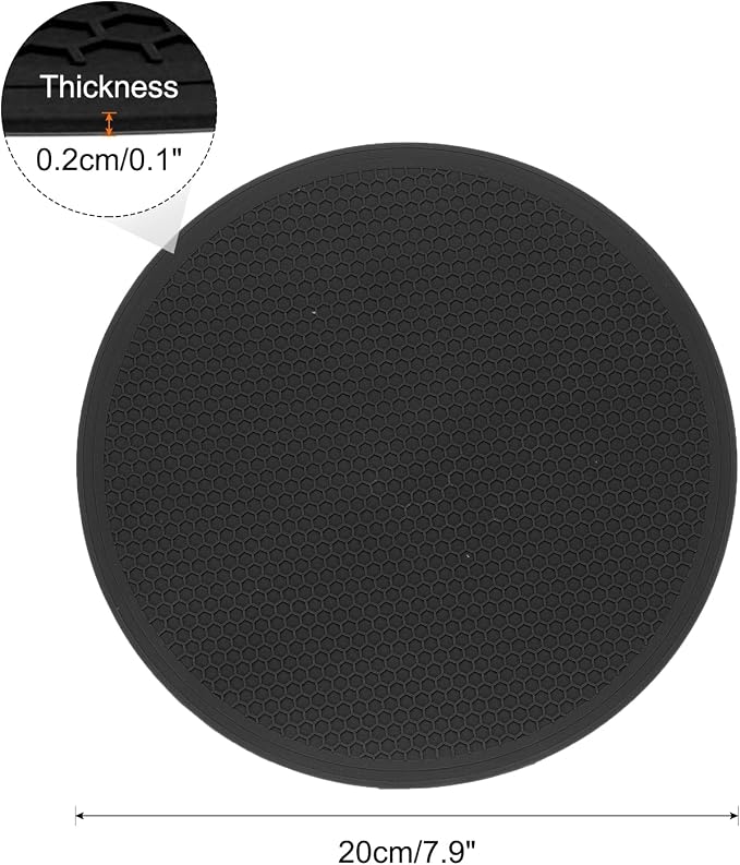 uxcell 2pcs Silicone Trivet Mats 7.9" Dia Round Non-Slip Silicone Pot Holders for Hot Pots and Pans, Heat Resistant Hot Pads for Kitchen Hot Dishes Table Countertops, Black