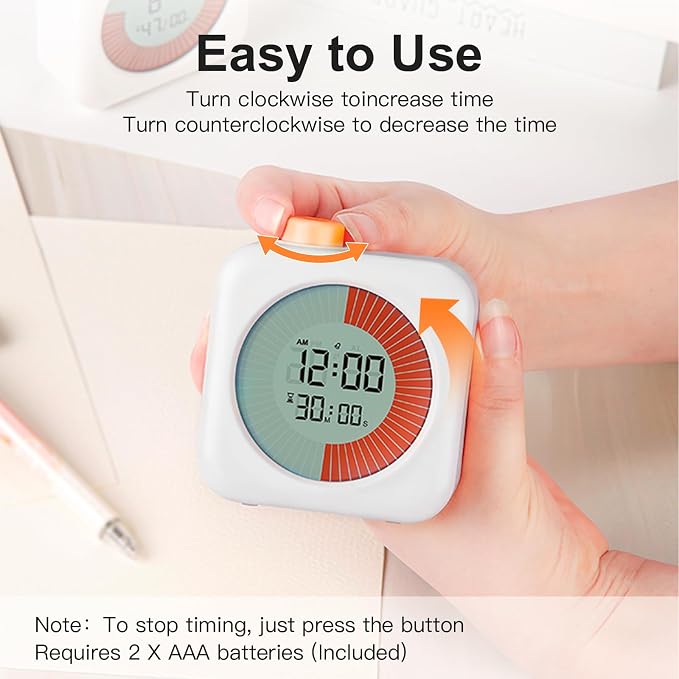 Umimile Visual Timer for Kids, 60-Minute Productivity Timer, Classroom Timer Countdown Clock for Home, School, and Work