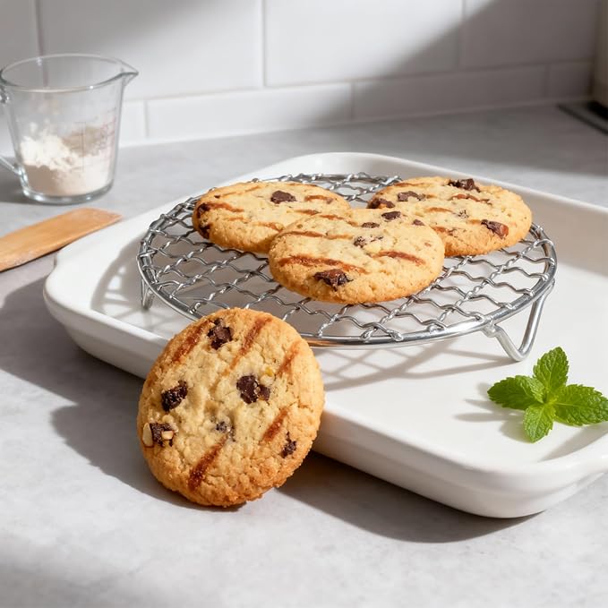 Cooling Rack 6 Inch Round Stainless Steel - Multi-Use Wire Rack for Cooking, Baking, Cookie Cooling, Steaming & BBQ - Sturdy 20mm Legs for Even Airflow, Durable Versatile Kitchen Tool for Home Bakers