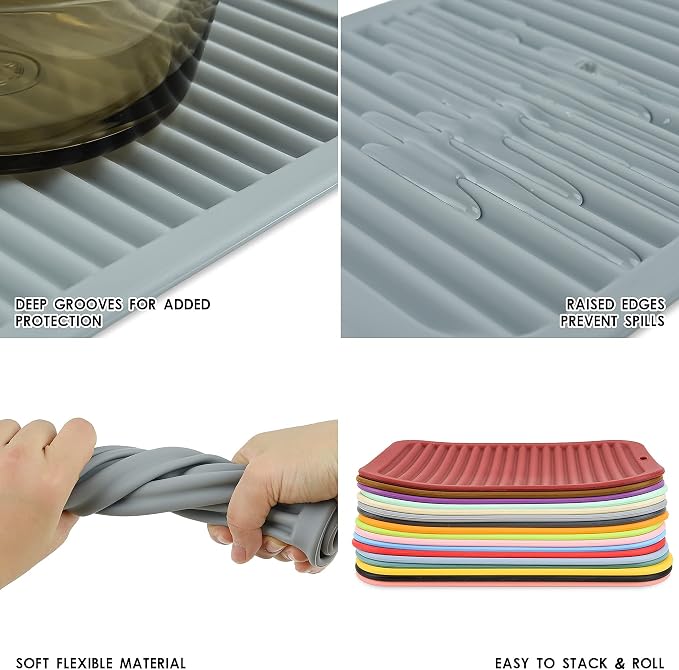 Silicone Trivet for Hot Dishes Pots and Pans, Hot Pad for Kitchen, Non Slip Silicone Pot Holder Trivet Mat, Waterproof Heat Resistant Mats for Counter, Flexible Hot Pads Mat Green