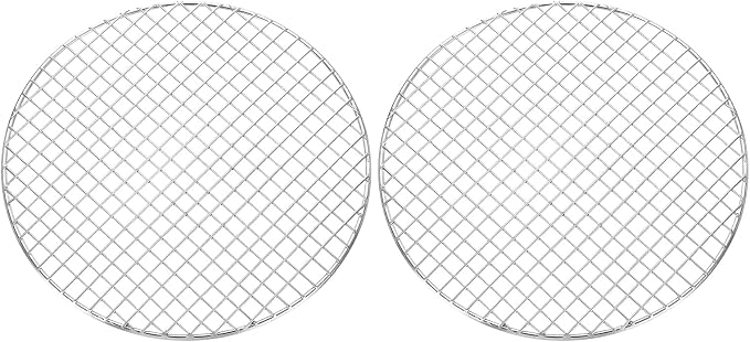 uxcell 2 Pcs Round Cooking Rack, Dia 9.8 Inch Stainless Steel Grill Grate Cross Wire Barbecue Grill for Cooking Baking Air Fryer Racks, Silver
