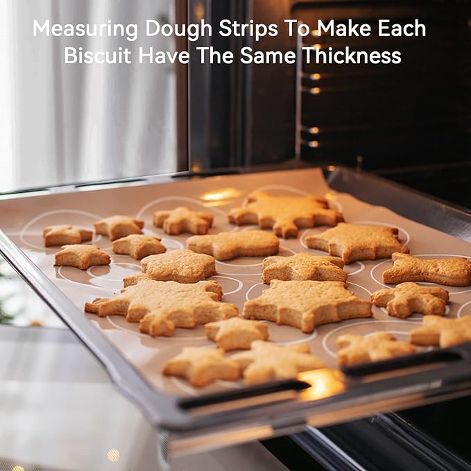 Dough Thickness Guides, 15in 3-Thick Measuring Dough Strips Rolling Pin Guides Non Stick Silicone Baking Pastry Rulers Thickness Strips for Noodles Fondant Biscuits Pies Baking
