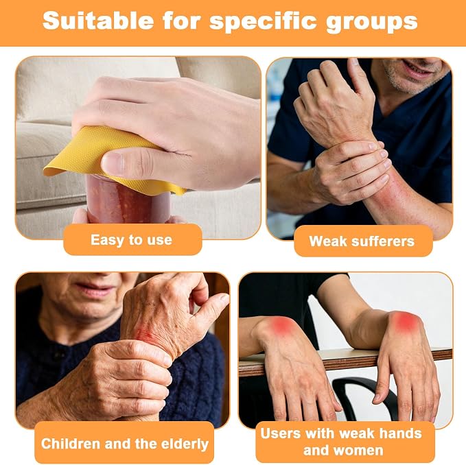 LUTER 4pcs Jar Opener Gripper Pad for Seniors with Weak Hands, Rubber | Multi-function Silicone Bottle Opener Lid Cap Rubber Gripper Pads Kitchen Coasters Gadgets, Yellow, Green, Blue, Red