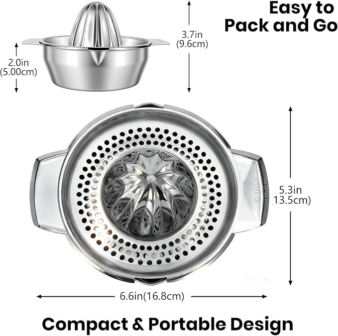 Premium 316L Stainless Steel Lemon Squeezer & Manual Juicer - Heavy Duty Hand Press for Orange, Citrus, Lime | Dishwasher Safe & Anti-Corrosion