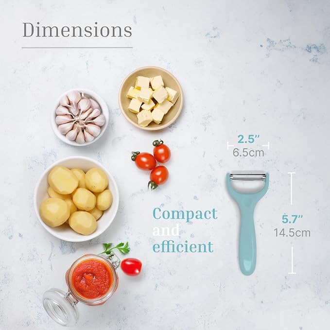 Y-Shaped Vegetable Peeler – Stainless Steel Blade with Comfortable Handle, Fruit and Vegetable Slicer, Potato and Carrot Cutter, Cucumber and Veggies Slicer – Kitchen Tools & Accessories – Pastel Blue
