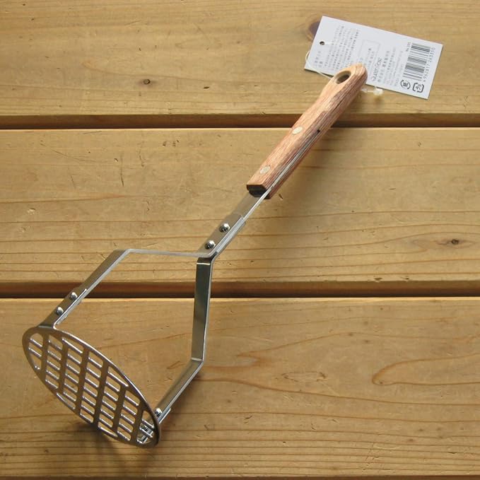 Frost Bird Seisakusho Pakka Wood Potato Masher, Stainless Steel, Wooden Pattern, Made in Japan
