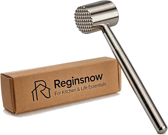 Stainless Steel Meat Tenderizer 18/8 Food Grade Kitchen Mallet Steak Pounder Flatterner for Beef and Poultry - Commercial Quality 100% Dishwasher Safe