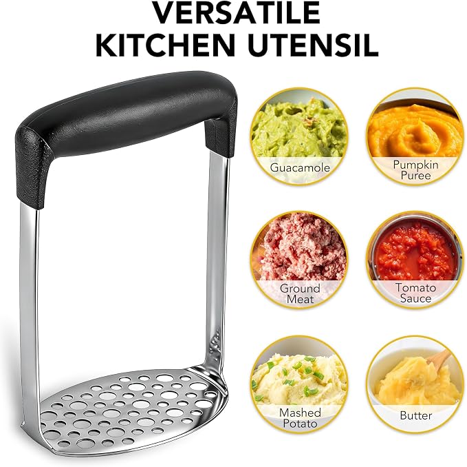 Stainless Steel Masher, Manual Potato Masher, Vegetable Mashing Tool. for Mashed Meat, Baby Food, Avocado, Bean, Fruit etc