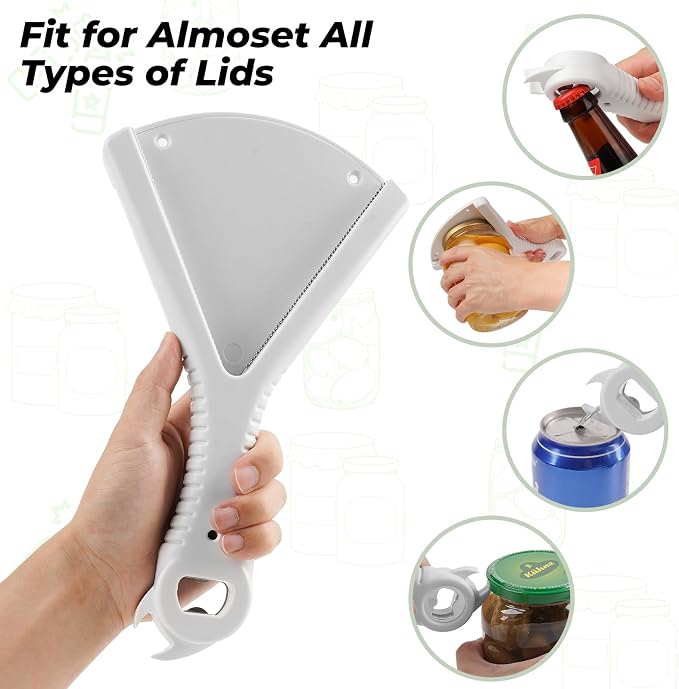 Jar Opener for Weak Hands and Seniors with Arthritis — 3-in-1 Stainless Steel Lid Gripper, Opens 0.5"–5.1" Jars and Bottles, Manual Kitchen Tool for Low Strength, Elderly