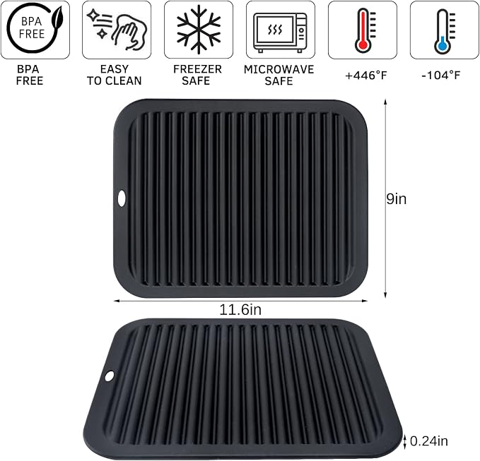 Silicone Trivets for Hot Pots and Pans, 3 Pack Heat Resistant Pot Holders for kitchen Large Silicone Trivet Mat for Hot Dishes, Black Hot Pads for Kitchen Counter, Hot Mats Spoon Rest, 9 * 12 Inches