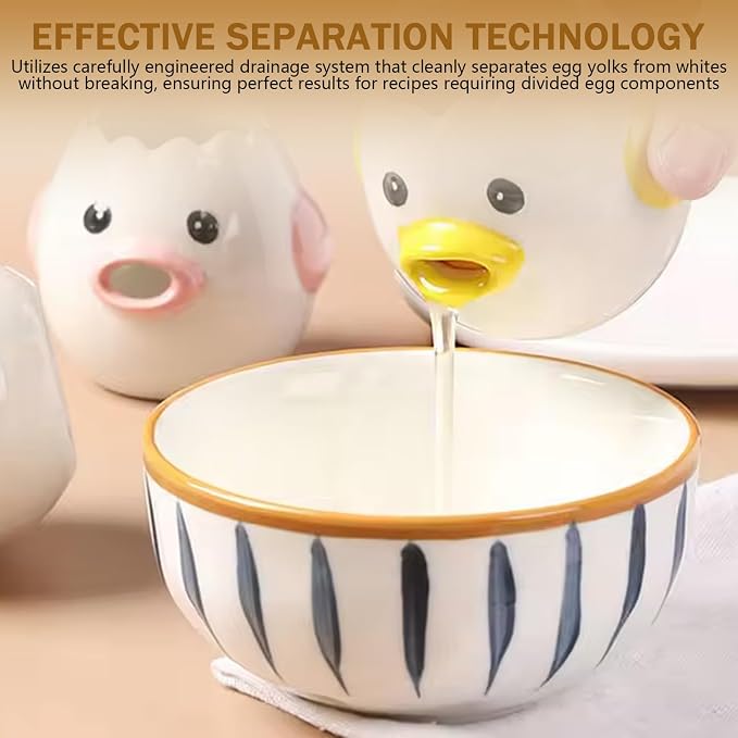 2PCS Egg Yolk Separator Ceramic Egg White Separator, Nordic Creative Kitchen Gadgets for Baking, Easy Clean Separators Yellow