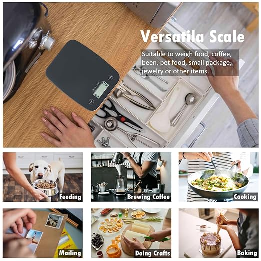 Digital Food Scale 11lb Kitchen Scales for Cooking Baking Black | Weight in Ounces & Grams, 1g Precision, Max 11lbs, Smart Tare, LCD Display, 4 Units, For Weight Loss, with 2AAA Batteries