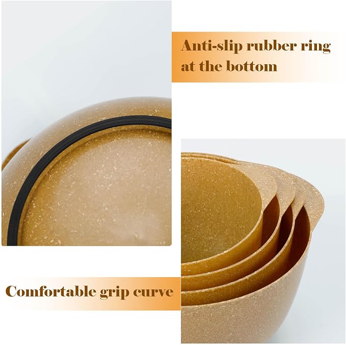 BoxedHome 4.5 Quart Large Plastic Mixing Bowls Set, Microwave Safe,4 Piece | BPA Free Plastic,Non-Slip Stackable Bowl for kitchen Baking,Salads,Meal Prep,RV,Camping,Set of 4 Size 1.7, 2.5, 3.5 and 4.5qt