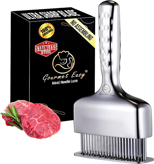 Meat Tenderizer Tool, Stainless Steel Blade Tenderizer for Meat – Extra Long Handle, Rustproof One-Piece Meat Tenderizer Mallet & Hammer, Steak Cooking Accessories, No Assembly Needed, 5-Year Warranty